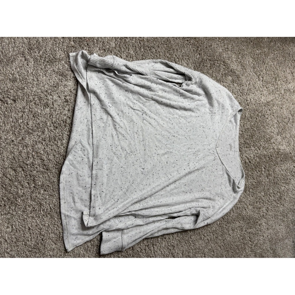 American Eagle Womens Small Gray Ribbed Knit V-Neck Long Sleeve Top Flecked